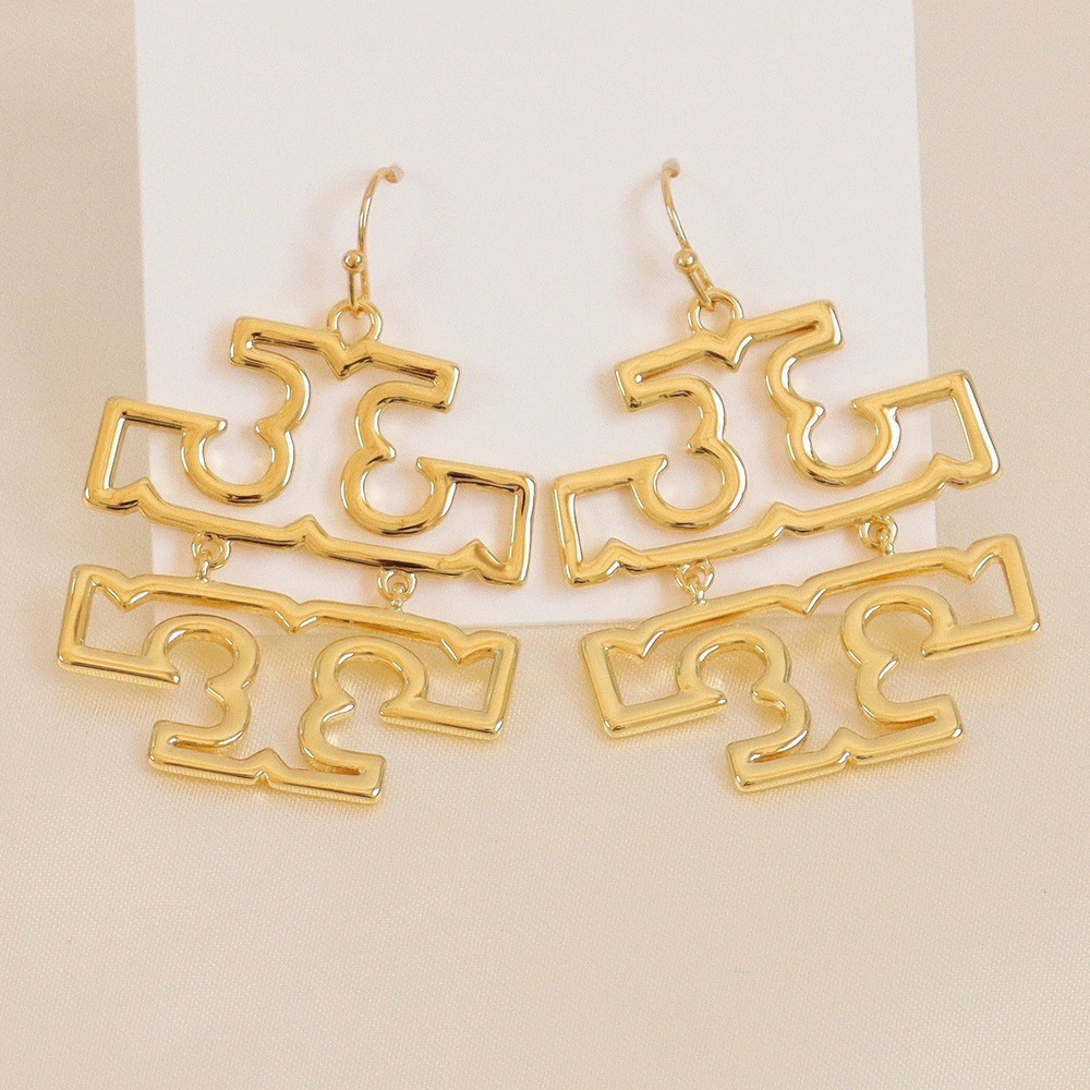 Tory Burch Tangli Hollow Out Copper Gold Plated Large Earrings